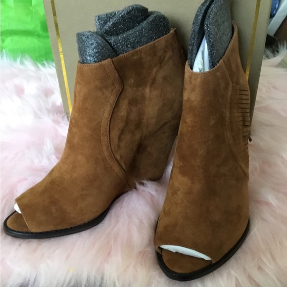 NWT Ash-Lynx Pep Toe Platform Wedge Leather “Cookie “ Low Ankle Boots 10M - Picture 9 of 14